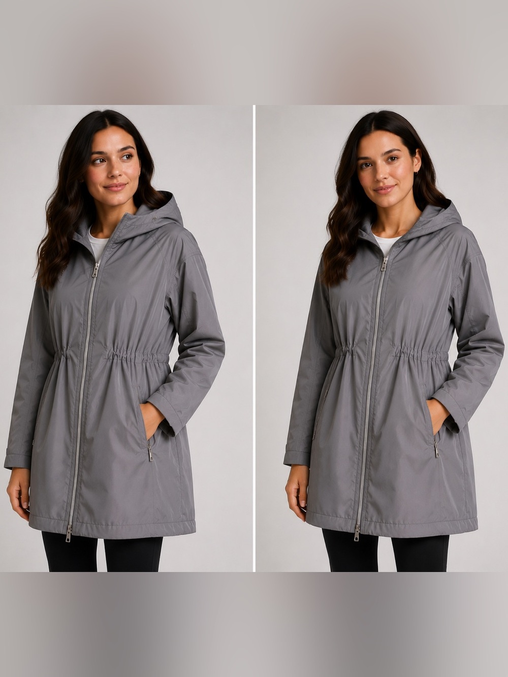 Athleta Gray Hooded Anorak Jacket